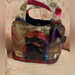 Vintage Laurel Burch Indigo Horse Canvas Duffle Bag Mare  Small Tote